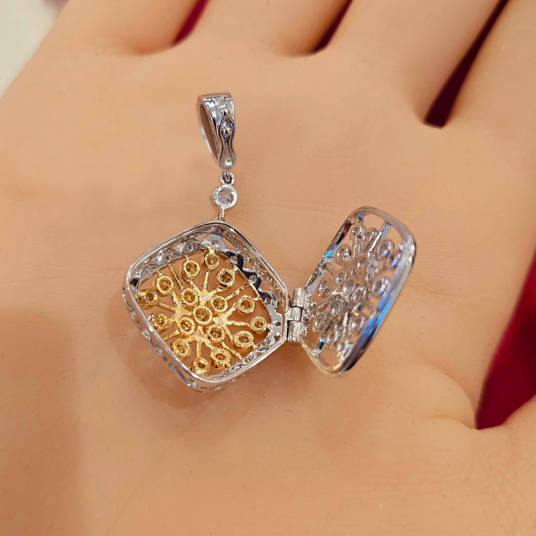 Vitolo Pendentif Filigrane en or bicolore 18K à diamants blancs et jaunes en vente 2