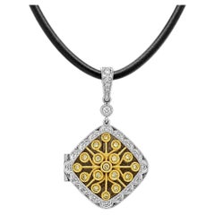 Vitolo 18K Two-Tone Gold White & Yellow Diamond Filigree Locket Pendant