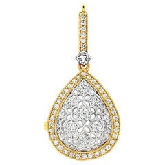 Vitolo - Pendentif en or blanc et jaune 18 carats avec pendentif en forme de goutte de diamant