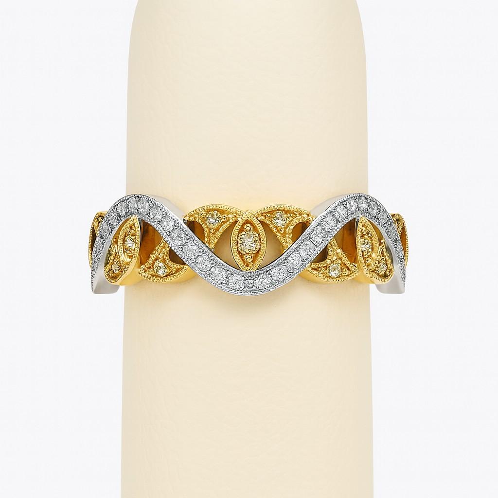 Artisan Bracelet à diamants en or blanc et jaune 18K de style étrusque Vitolo en vente