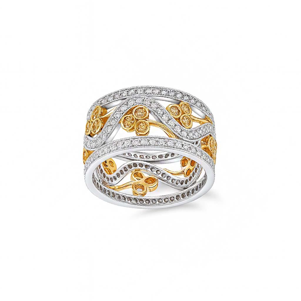 Vitolo, fascia con diamanti in stile etrusco in oro bianco e giallo 18 carati In condizioni Nuovo in vendita a Los Angeles, CA