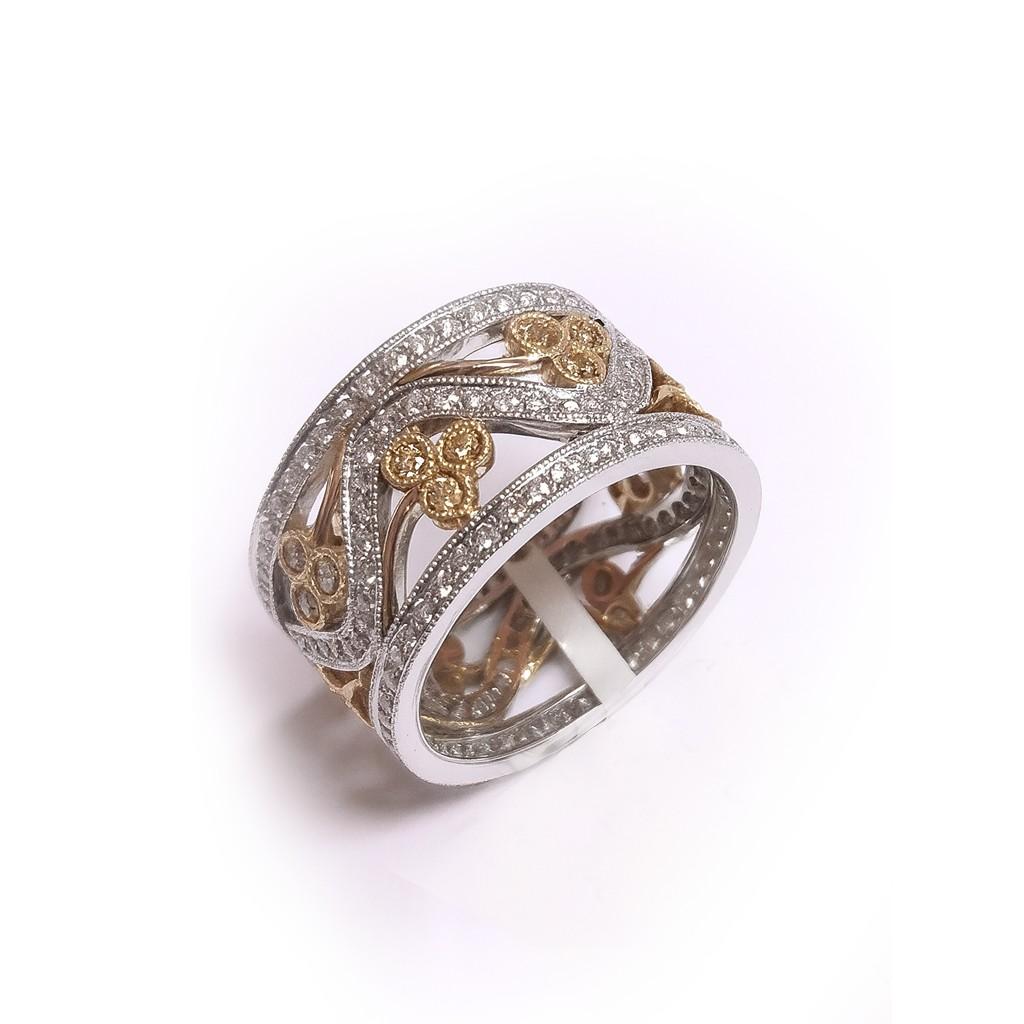 Donna Vitolo, fascia con diamanti in stile etrusco in oro bianco e giallo 18 carati in vendita