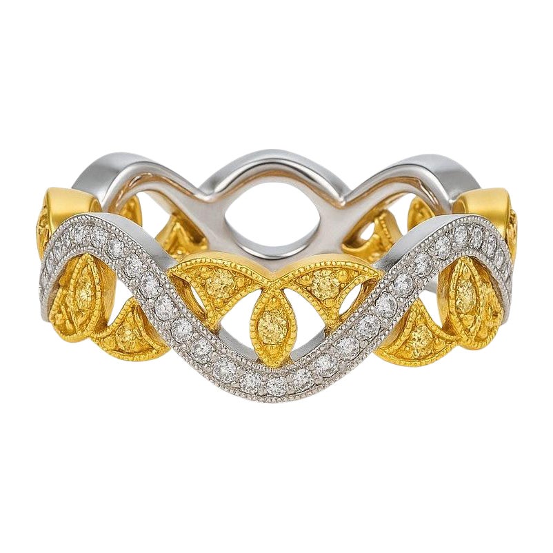 Bracelet à diamants en or blanc et jaune 18K de style étrusque Vitolo