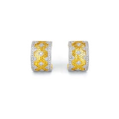 Vitolo 18K Gelb- und Weißgold Diamant-Waben-Ohrringe
