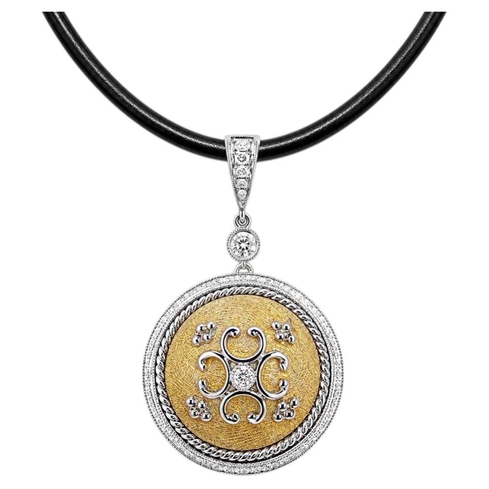 Vitolo 18K Yellow & White Gold Etruscan Diamond Medallion Pendant