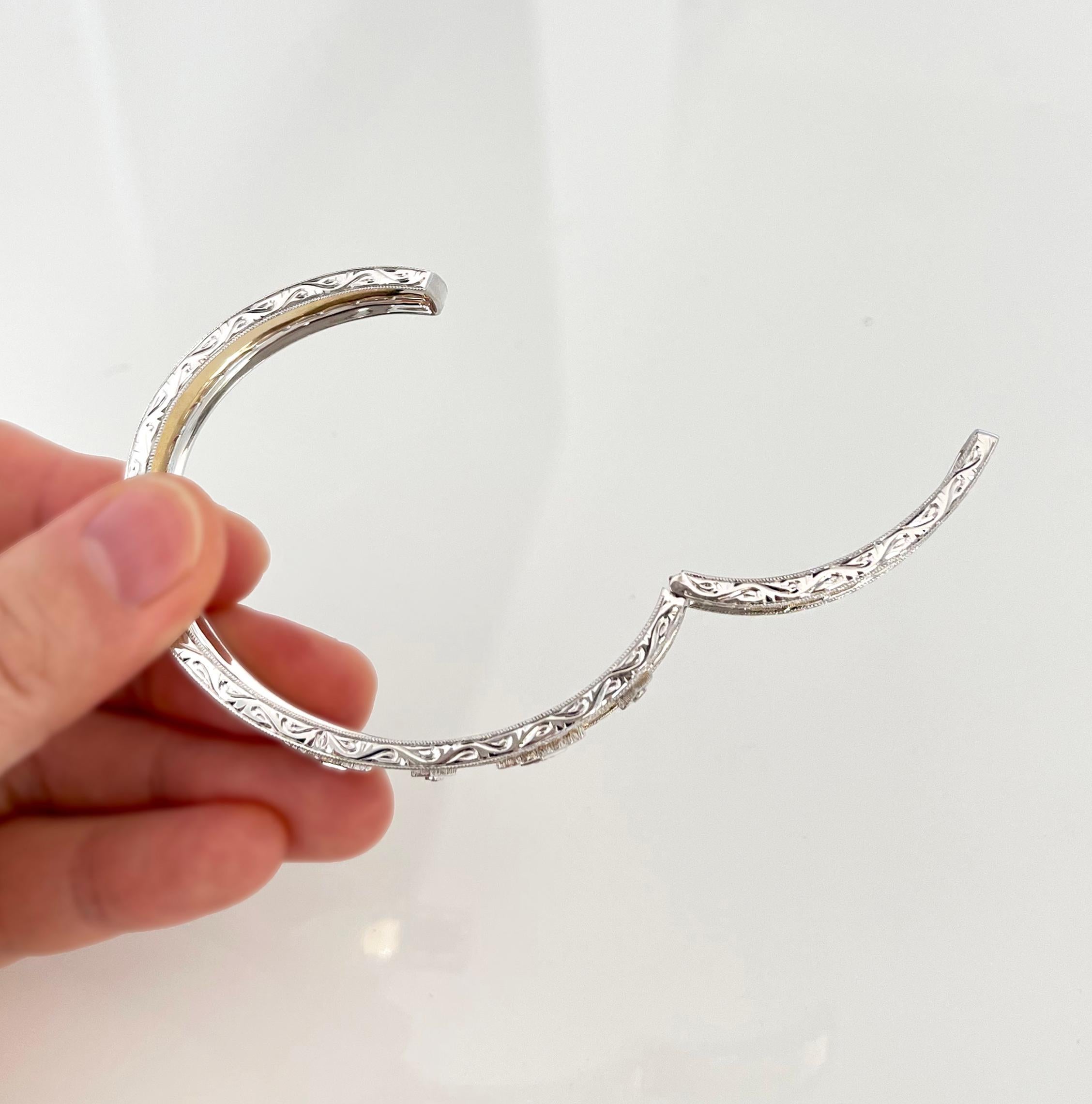 Artigiano Vitolo Bracciale con diamanti in stile etrusco in oro 18 carati con finitura fiorentina in vendita