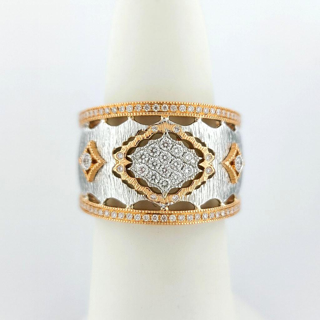 Anello Vitolo con diamante italiano bicolore in oro 18 carati In condizioni Nuovo in vendita a Los Angeles, CA