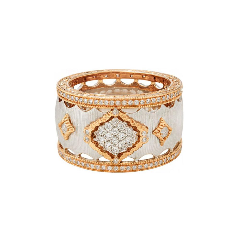 Anello Vitolo con diamante italiano bicolore in oro 18 carati in vendita 2