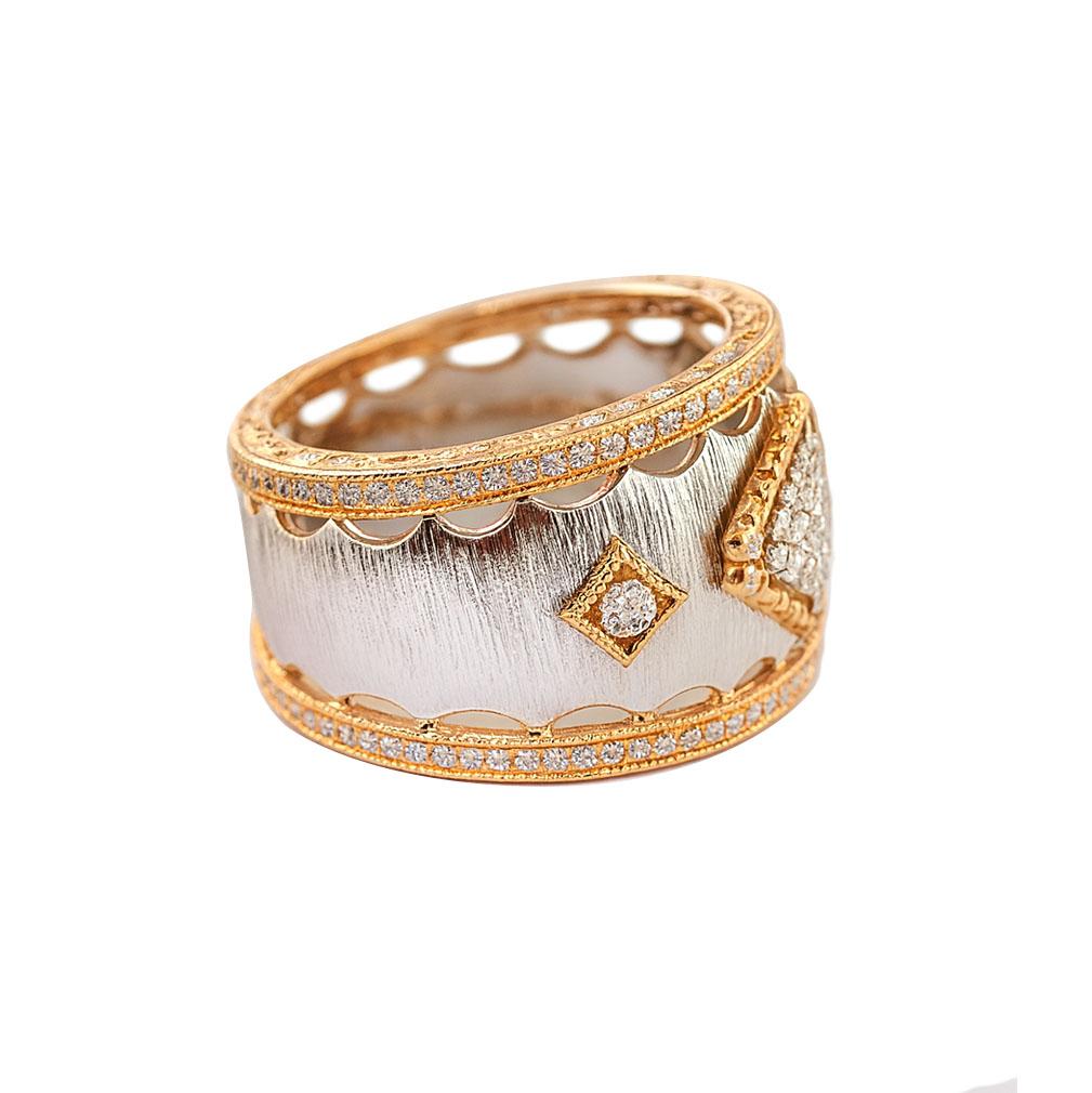 Anello Vitolo con diamante italiano bicolore in oro 18 carati in vendita 3