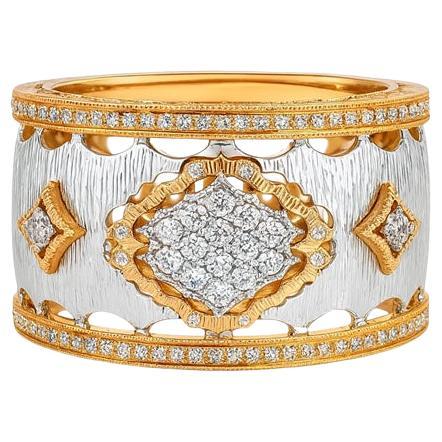 Anello Vitolo con diamante italiano bicolore in oro 18 carati