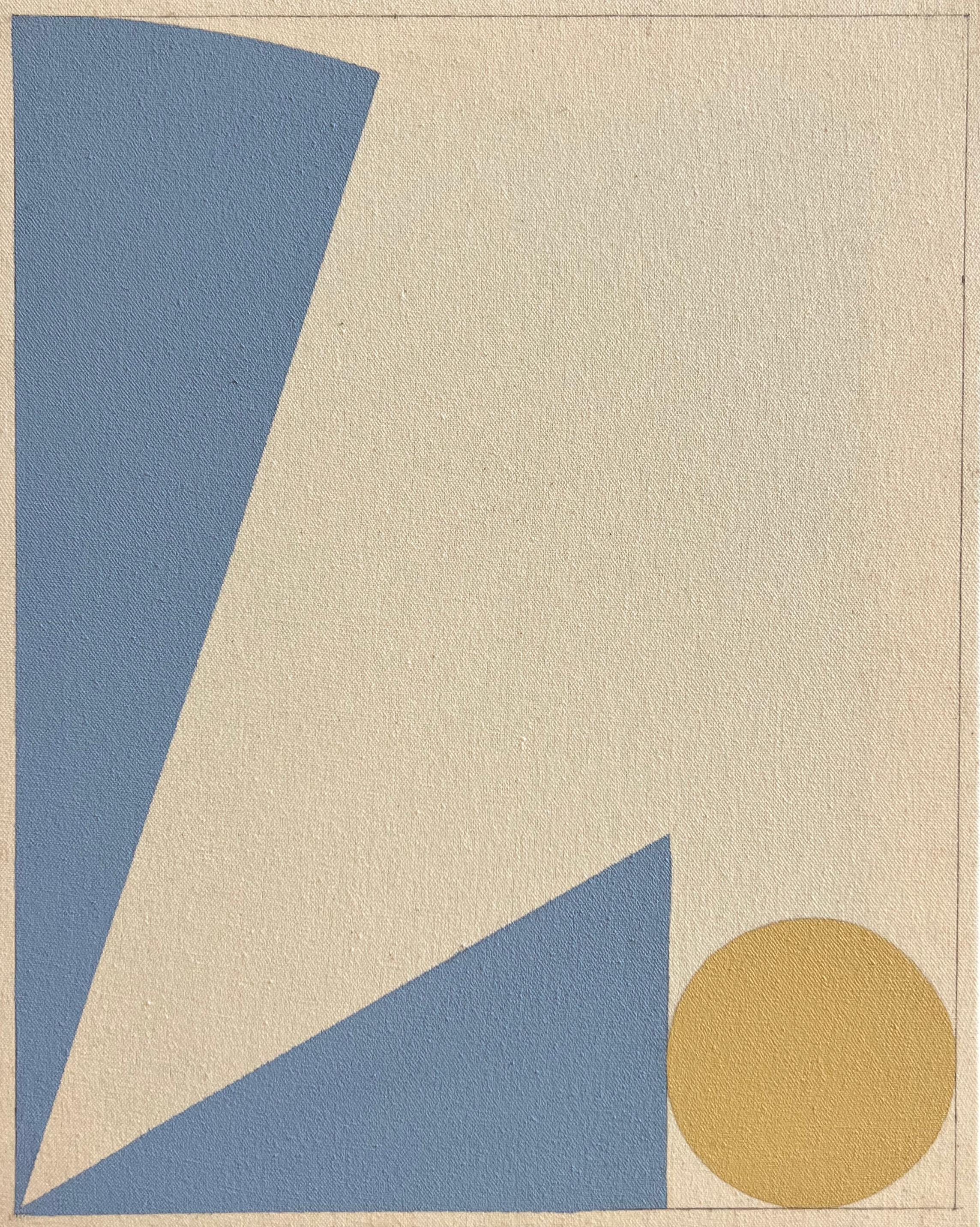 Abstract Drawing di Vitor Mejuto - Astrazione costruttivista, colore blu e giallo, opera musicale dipinta