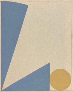 Abstracción constructivista, color azul y amarillo, ópera musical pintada