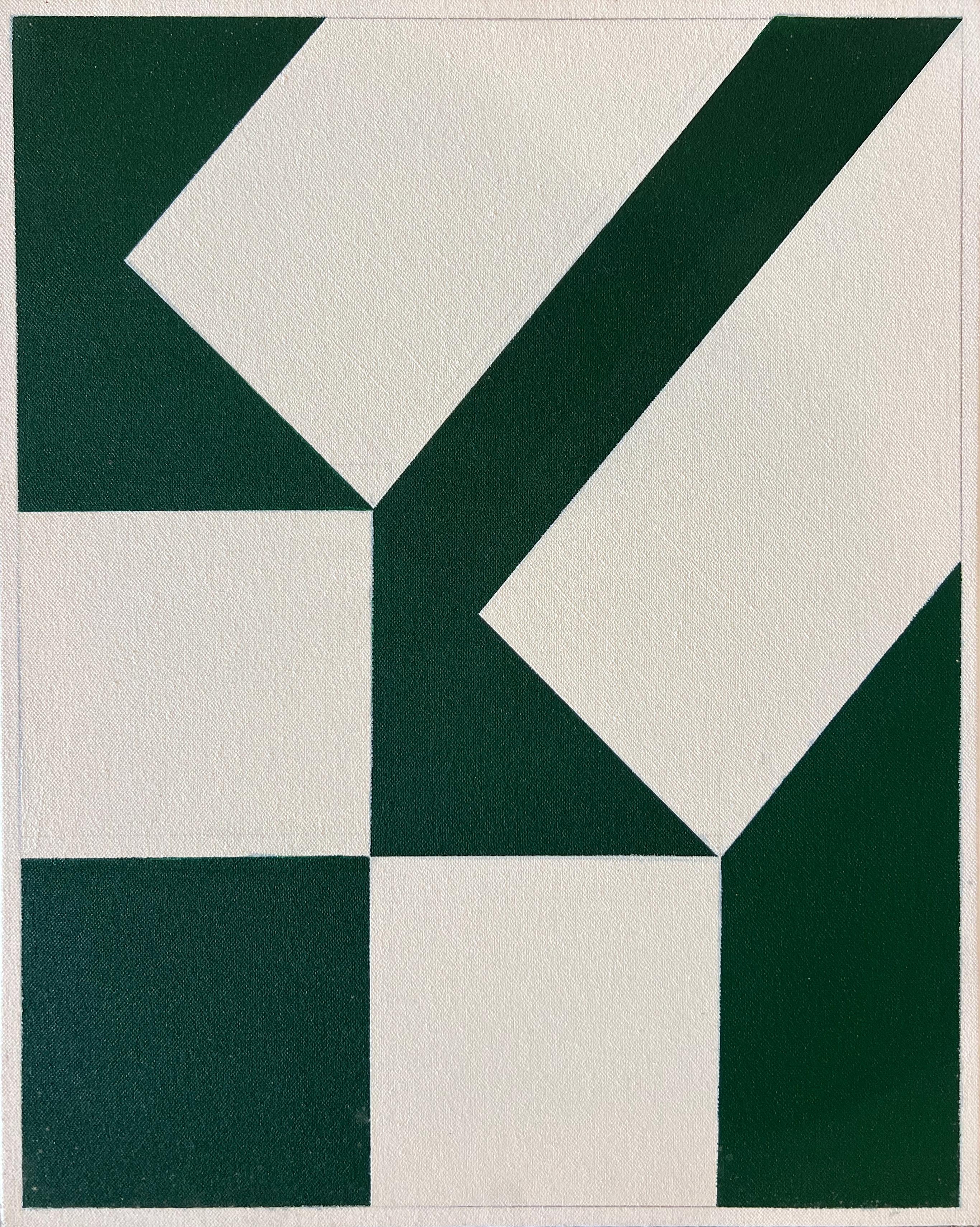 Umgekehrte Gebäude, smaragdgrüne, flüchtige Architektur, Acryl und Graphit