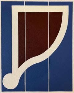 Arpa musicale sintetizzata, astrazione poetica, tela blu e granata
