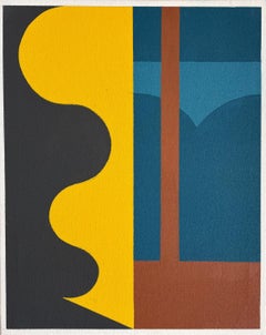 Forme di teatro e palcoscenico, rosso, blu e giallo, Bauhaus su tela