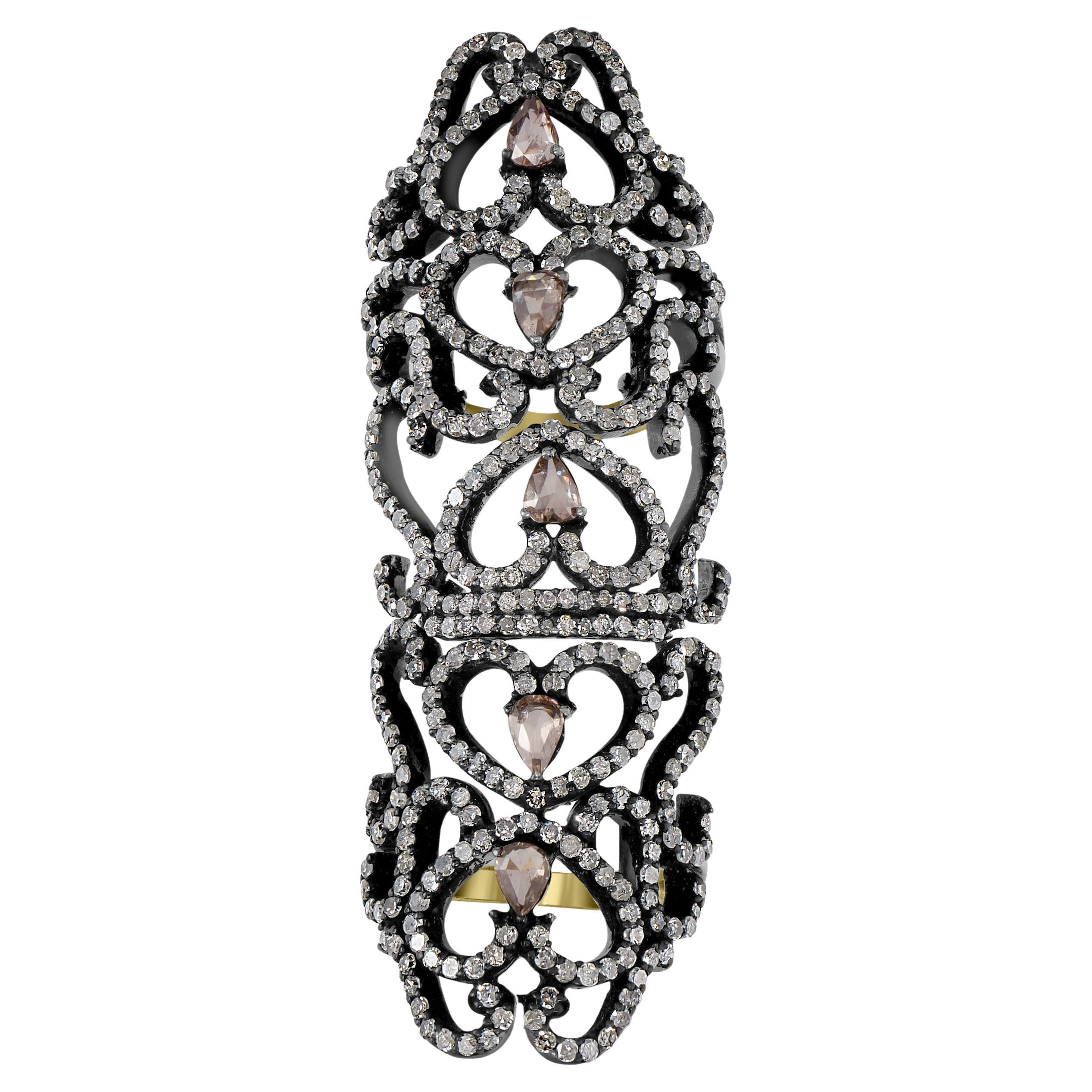 Vitorian 3.53 Cttw Natural Diamond Full Fingure Ring, Ring size 7