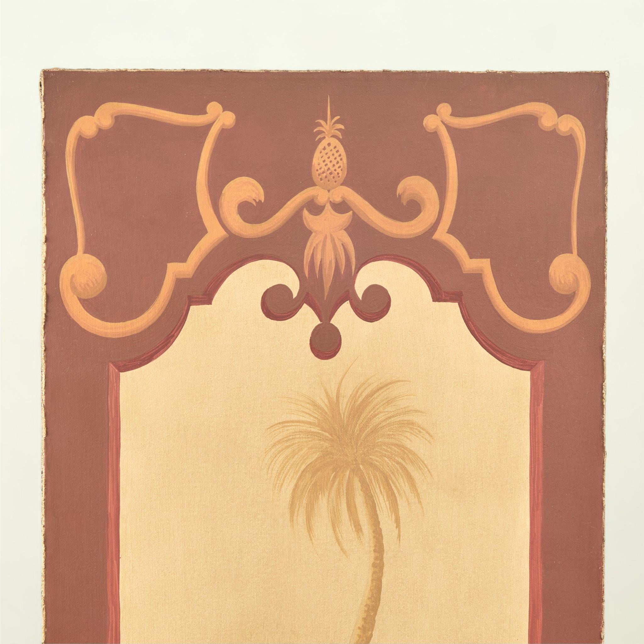 Pair of Vintage Italian Paintings of Elephants with Palm Trees For Sale 9