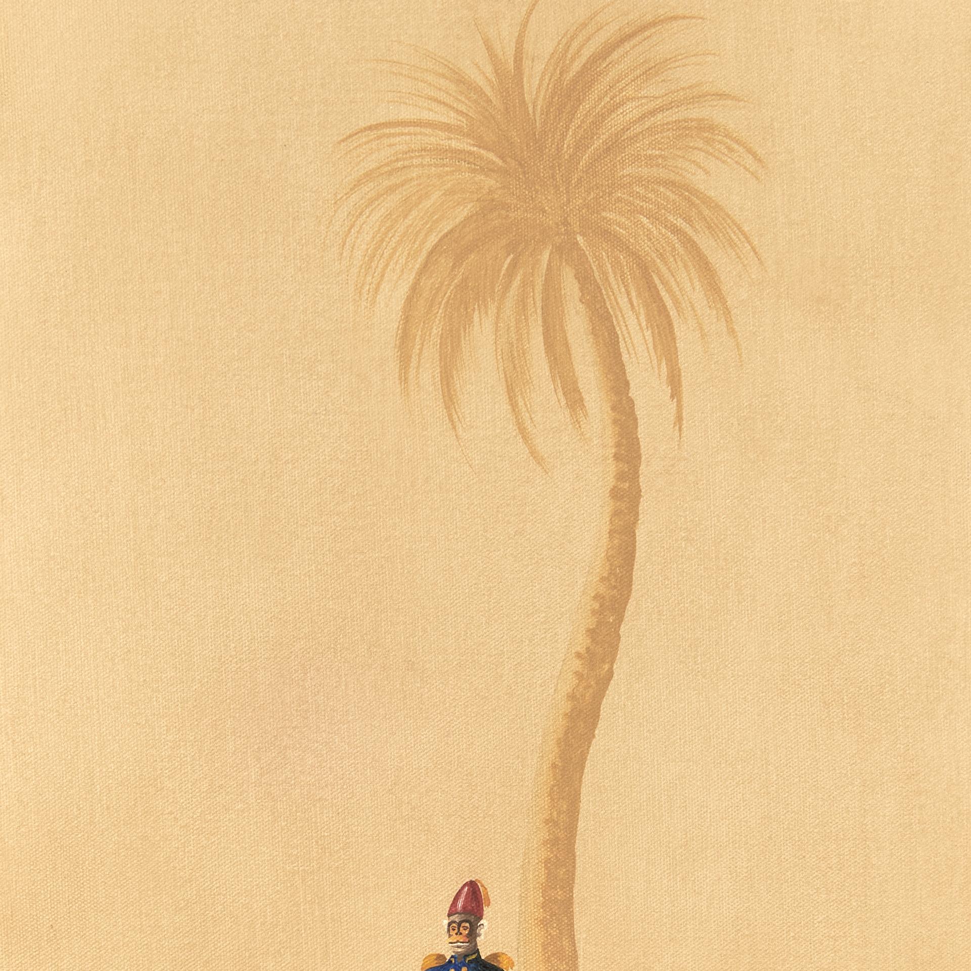 Pair of Vintage Italian Paintings of Elephants with Palm Trees For Sale 10