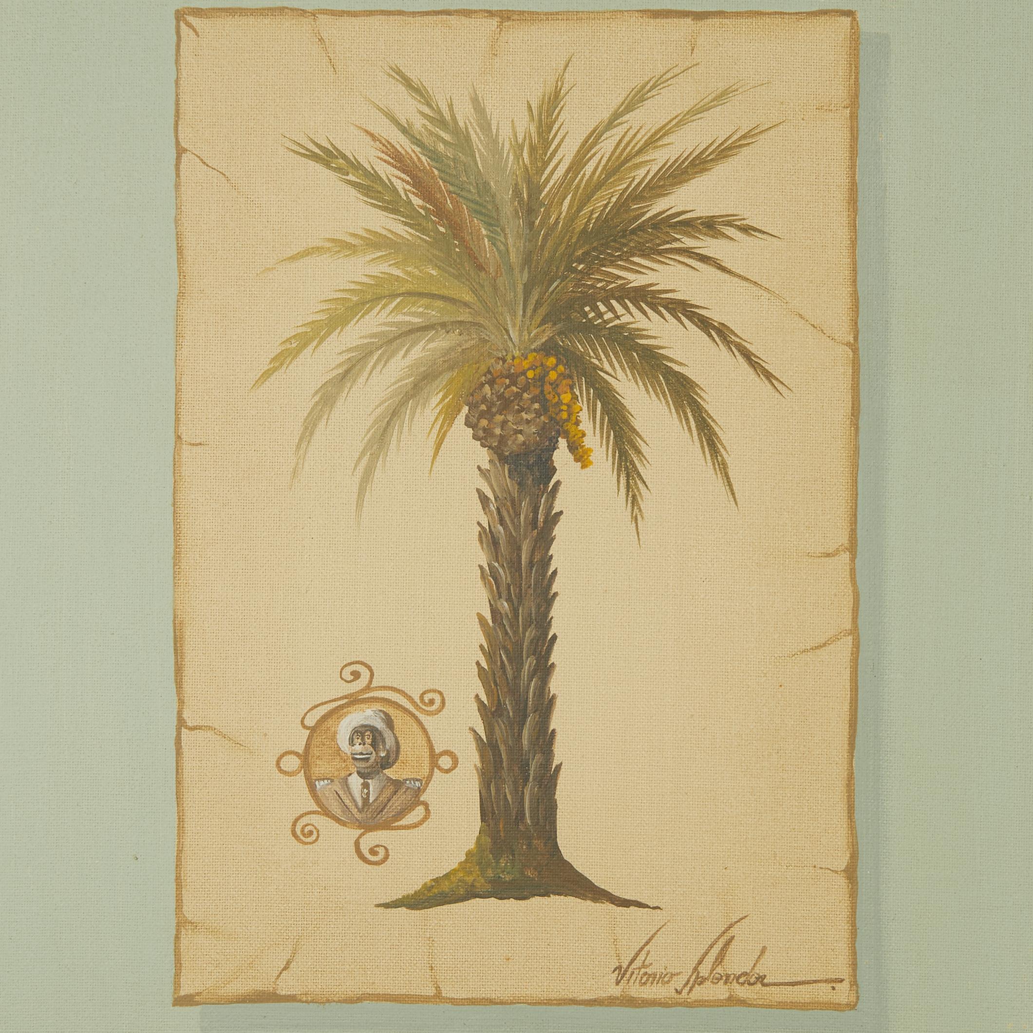 Vitorio Splendore Pareja de cuadros de palmeras de época Italiano en venta