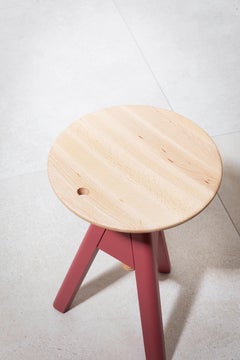 Vitos High Stool in Beach Seat with Marsala Red Legs by Paolo Cappello