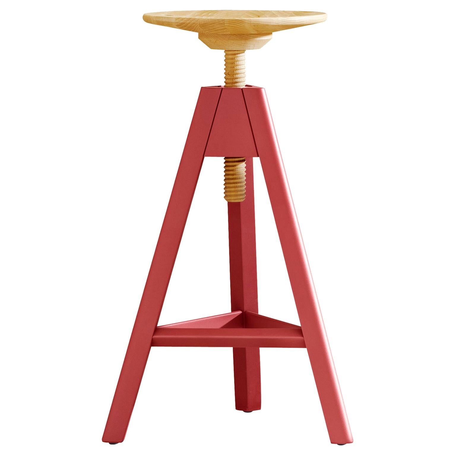 Vitos High Stool in Beach Seat with Marsala Red Legs by Paolo Cappello For Sale