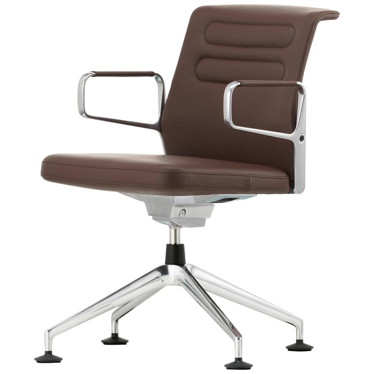 Vitra AC 5 Meet Chair in Marron Leather by Antonio Citterio For Sale at
