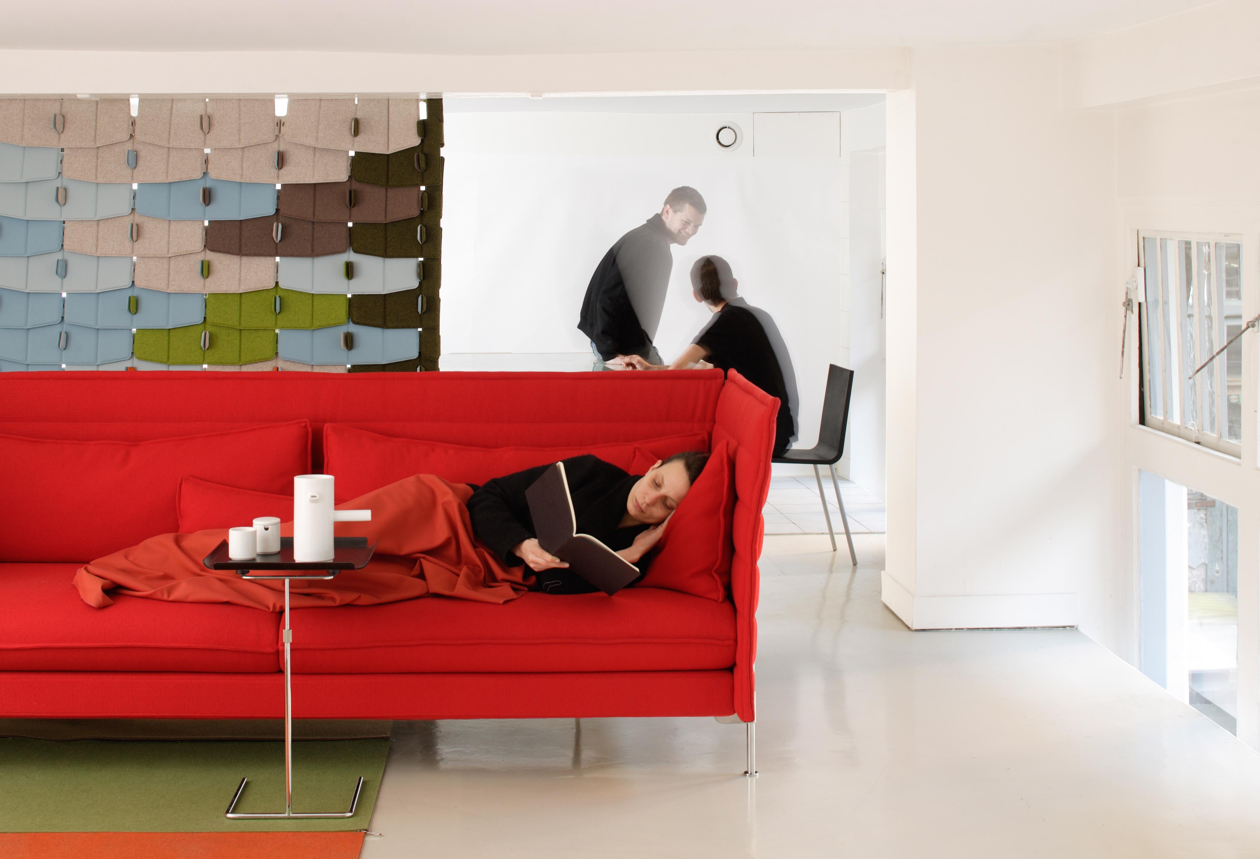 Steel Vitra Alcove 3-Seater Sofa in Dark Red Laser by Ronan & Erwan Bouroullec For Sale