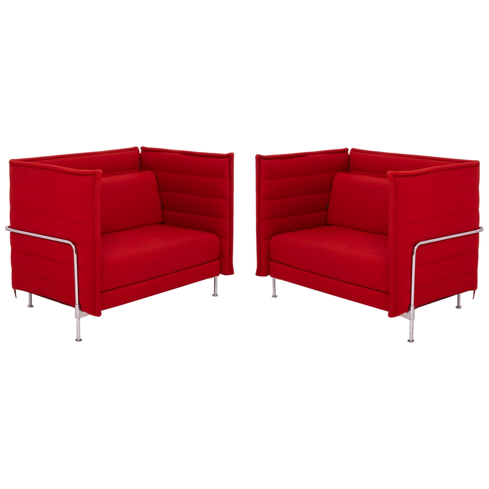 Vitra Alcove Red Loveseat Sofa by Ronan & Erwan Bouroullec, Set of 2