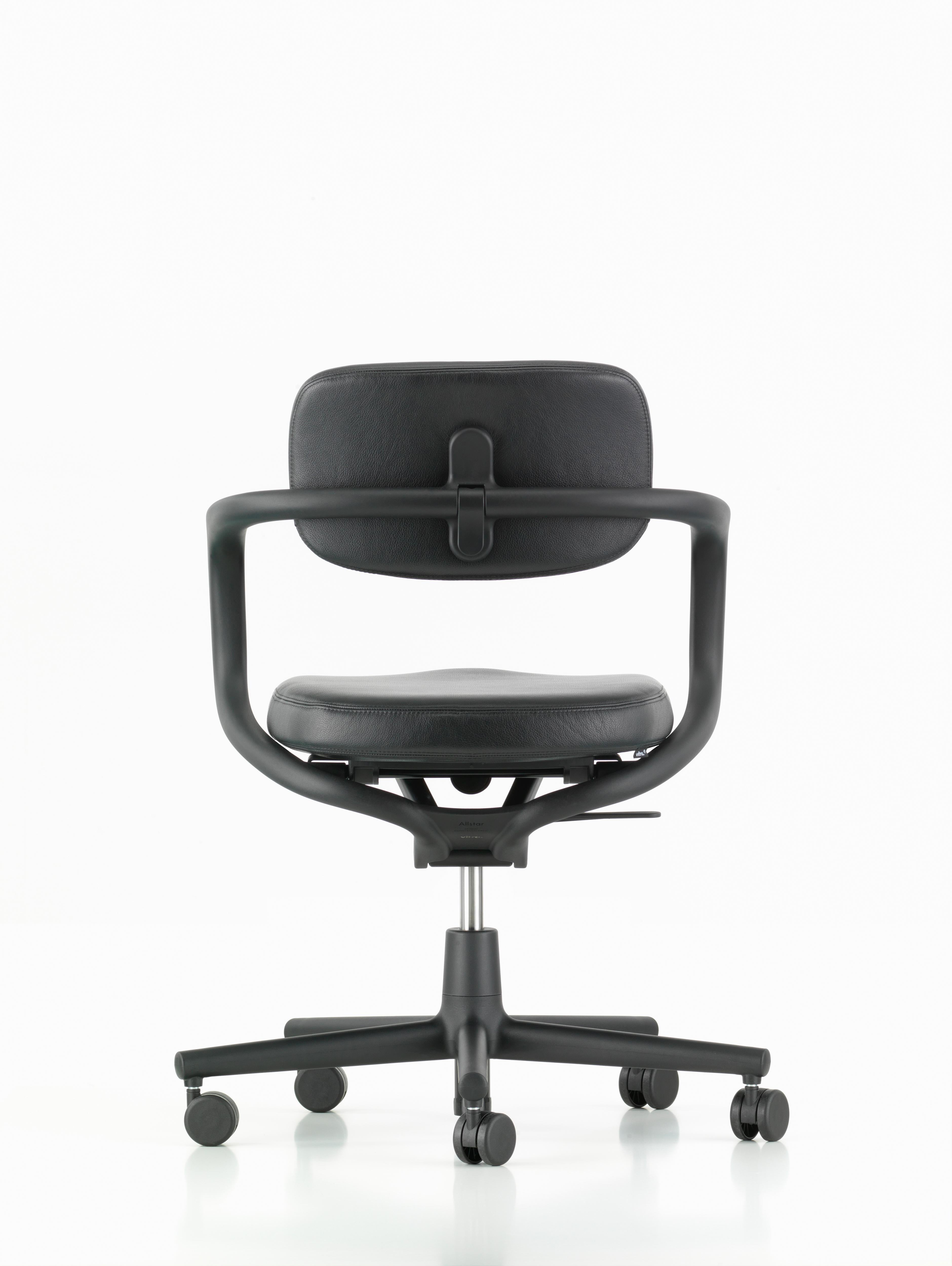 Swiss Vitra Allstar Chair in Nero Leather by Konstantin Grcic For Sale