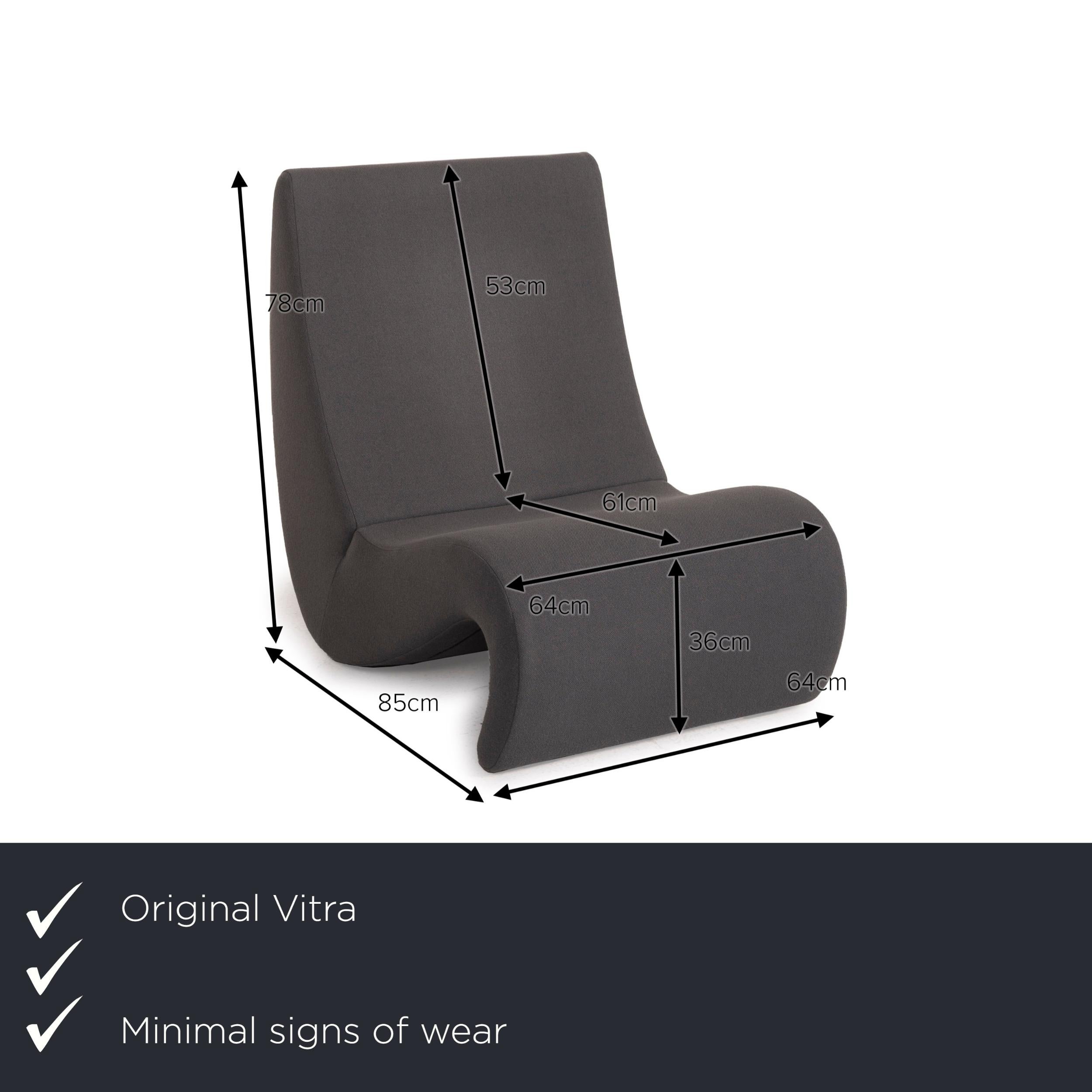 We present to you a Vitra Amoebe fabric armchair gray.
  
 

 Product measurements in centimeters:
 

 depth: 85
 width: 64
 height: 78
 seat height: 36
seat depth: 61
 seat width: 64
 back height: 53.

  