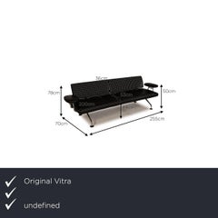 Vitra Area Seating Leather Set Sofa Black Three-Seater Couch
