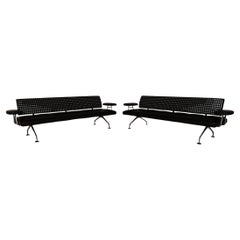 Vitra Area Seating Leather Set Sofa Black Three-Seater Couch