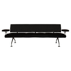 Vitra Area Seating Leather Sofa Black Three Seater Couch