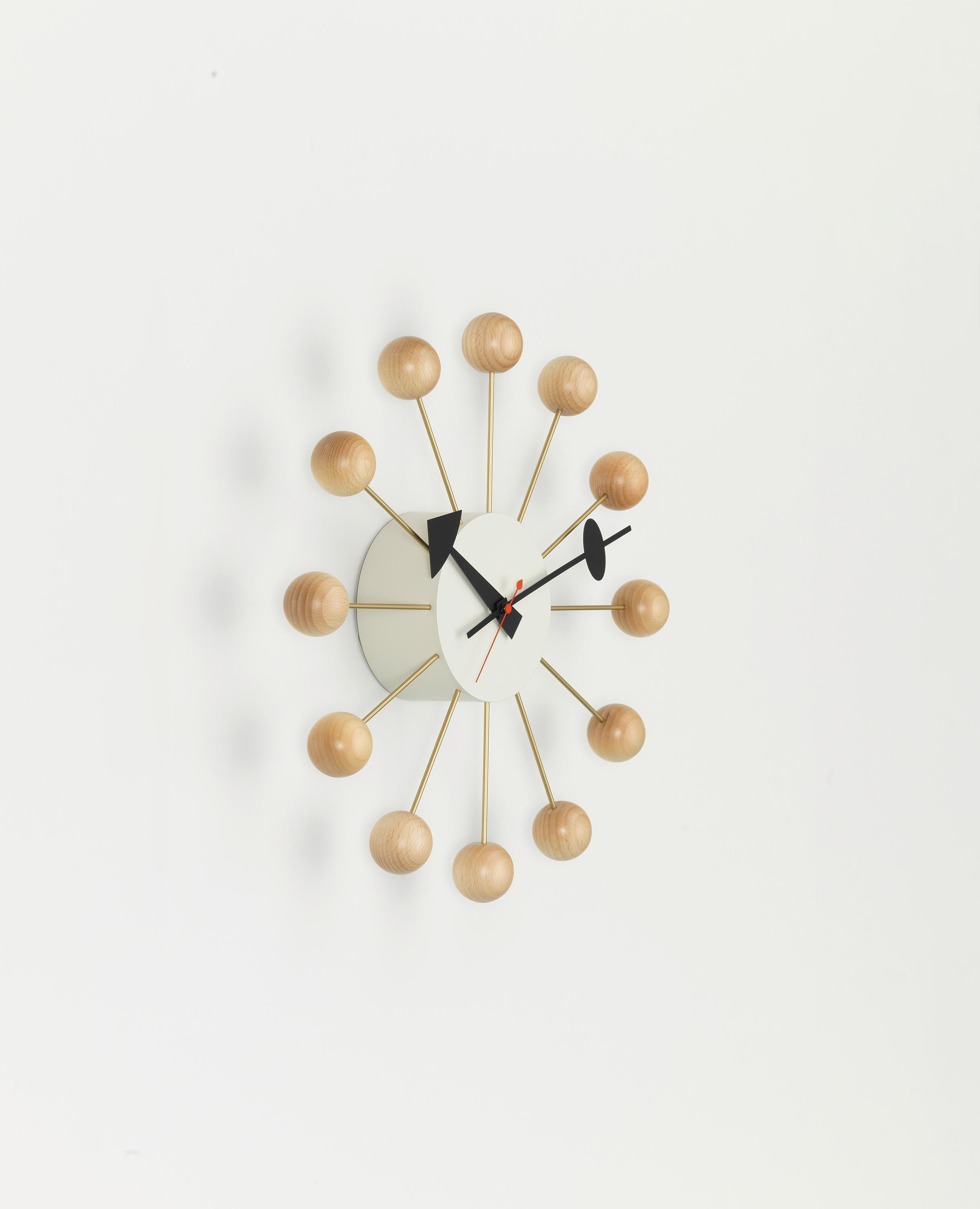 Modern Vitra Ball Clock in Beech Wood by George Nelson For Sale