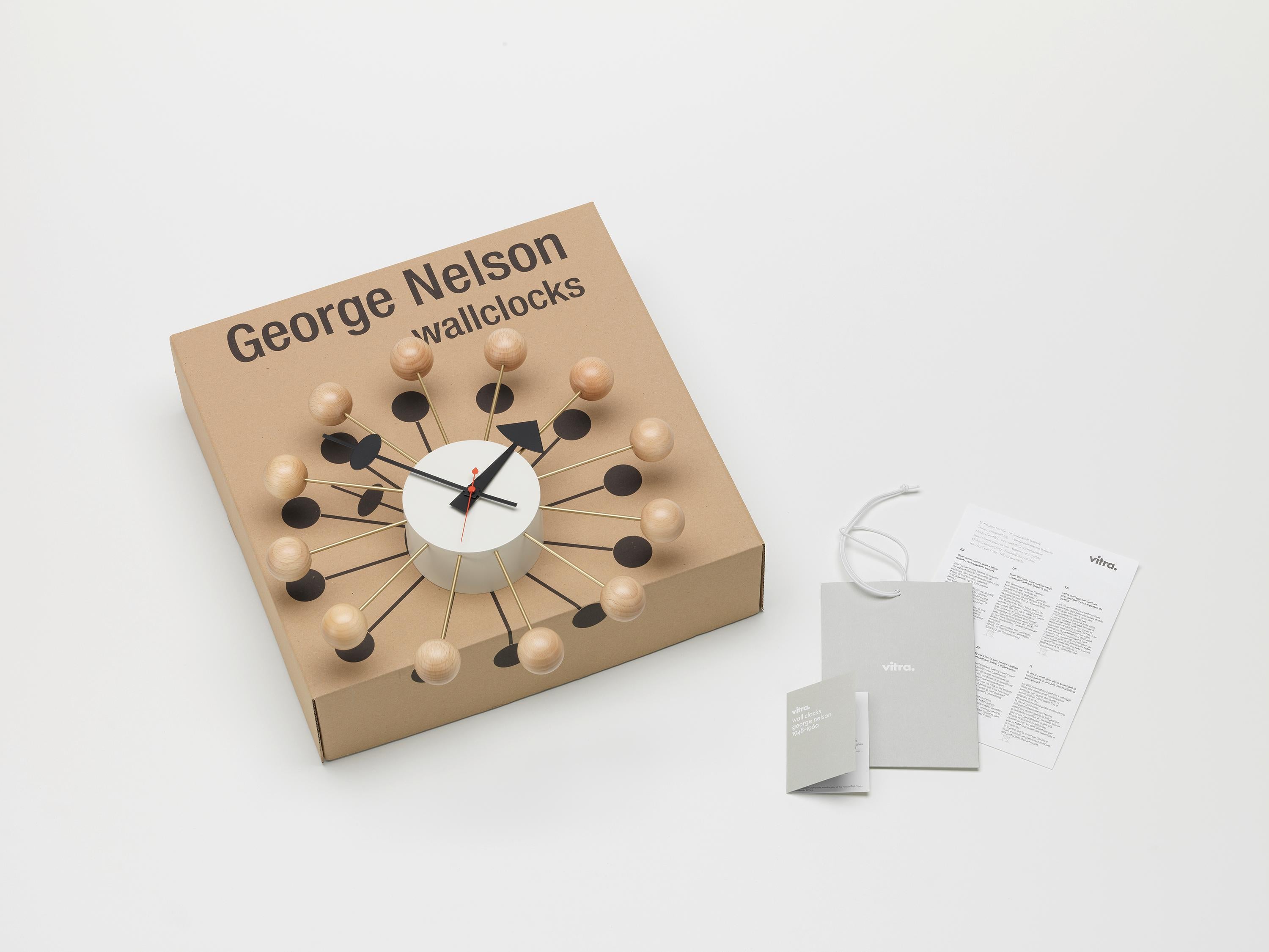 Swiss Vitra Ball Clock in Beech Wood by George Nelson For Sale
