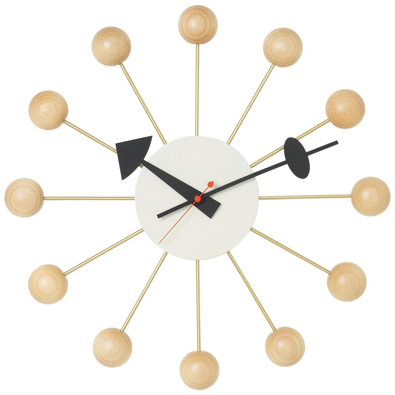 Vitra Ball Clock in Beech Wood by George Nelson For Sale