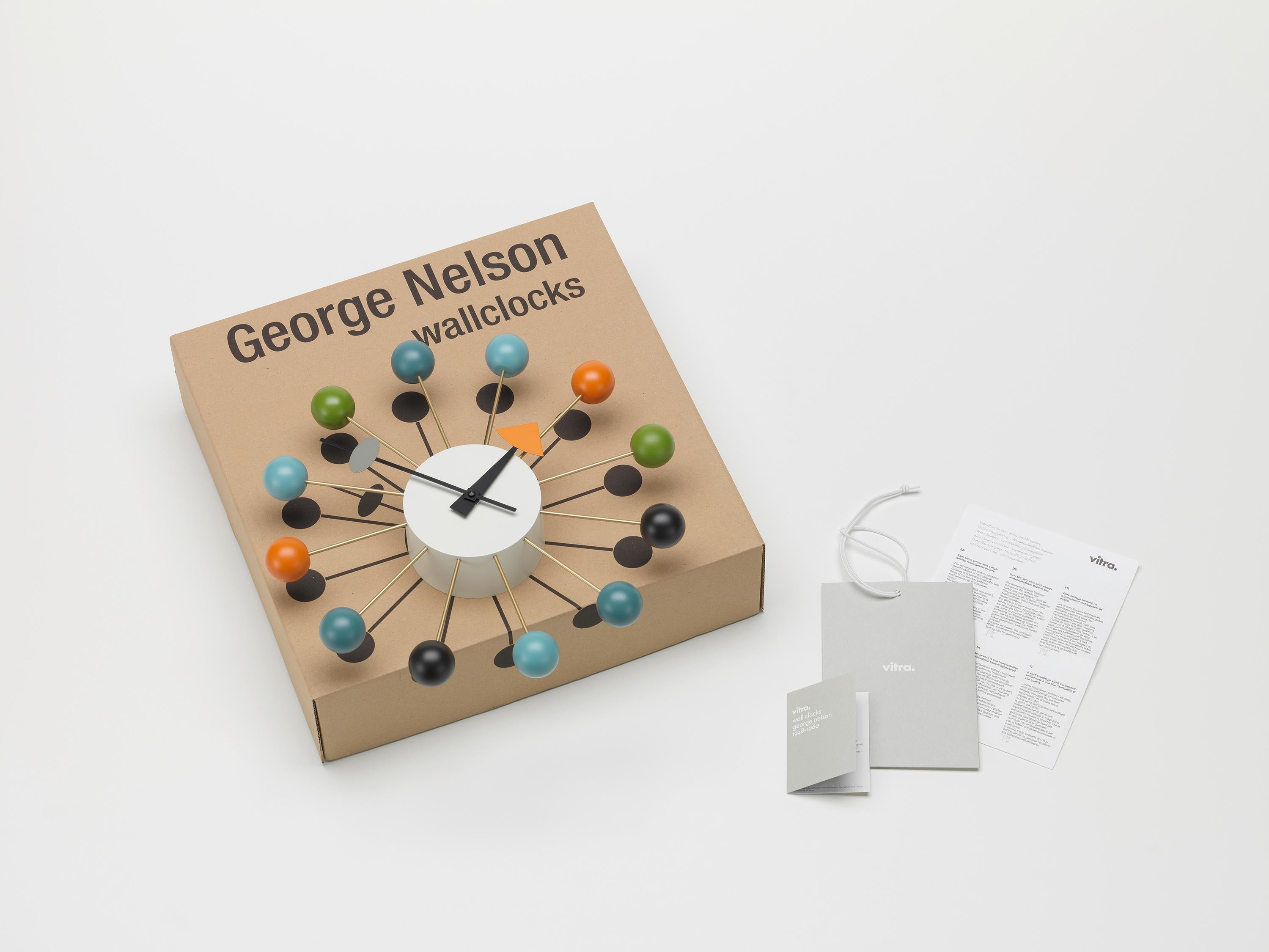 Contemporary Vitra Ball Clock in Multicolor by George Nelson For Sale