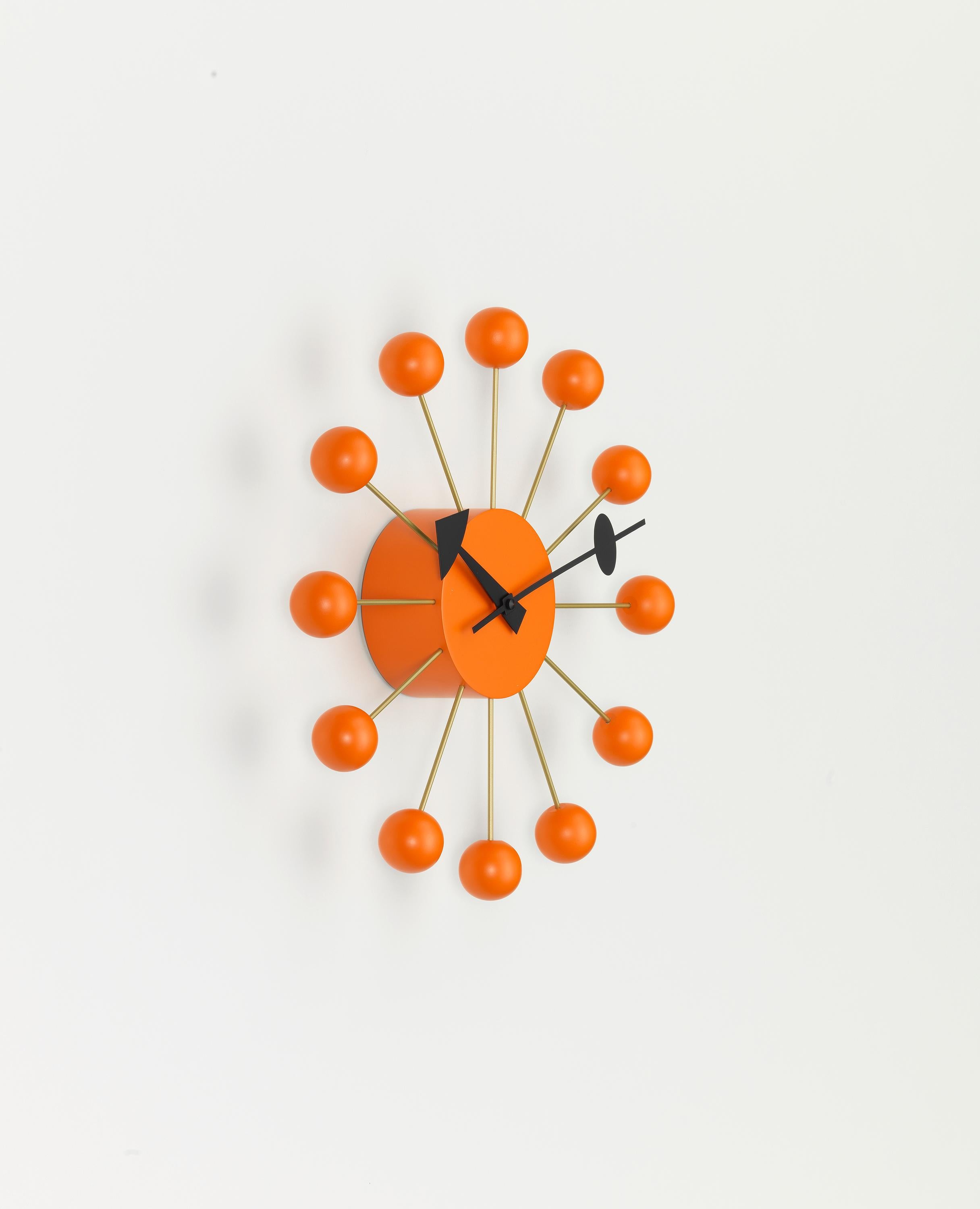 Modern Vitra Ball Clock in Orange by George Nelson For Sale