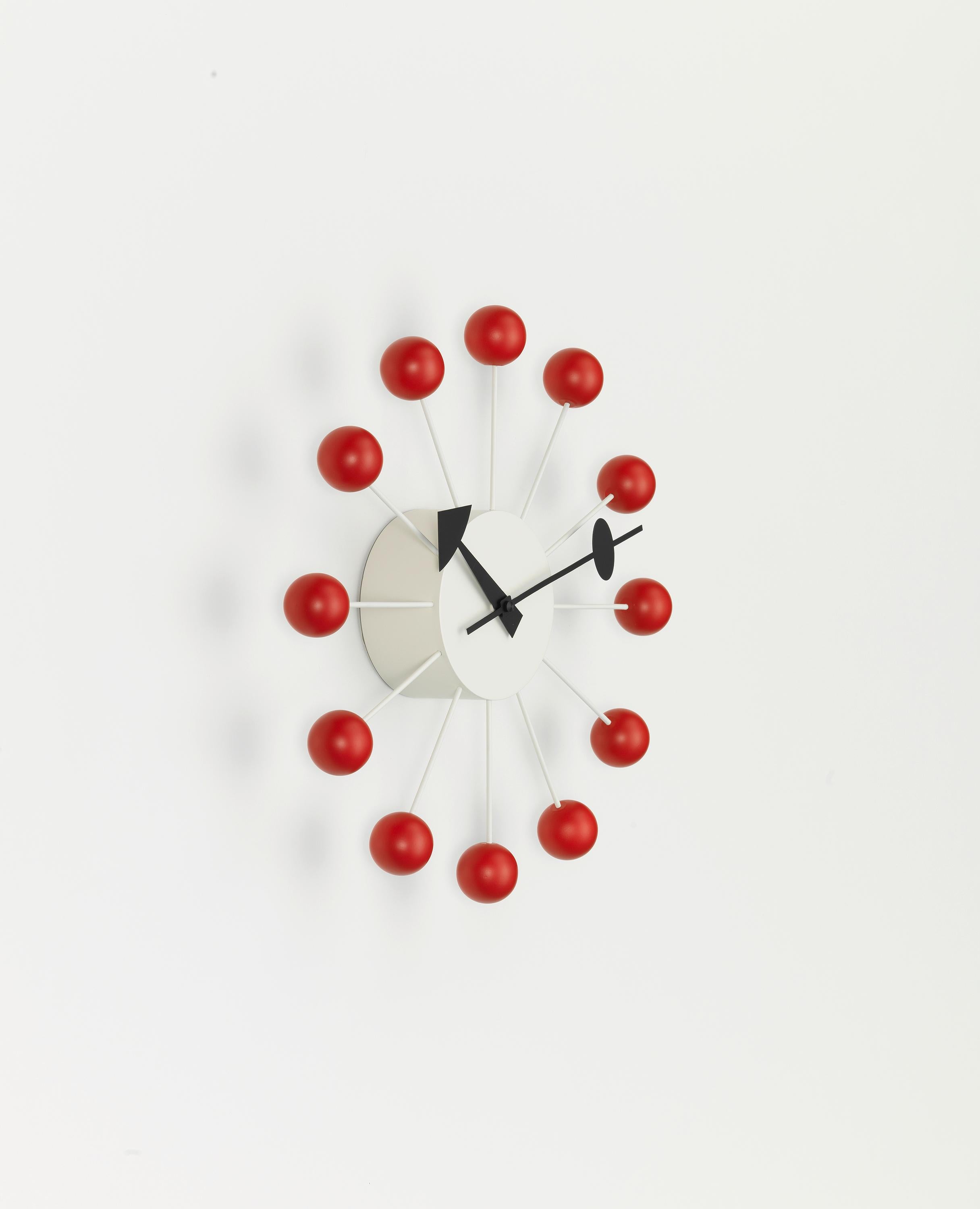 Swiss Vitra Ball Clock in Red by George Nelson For Sale