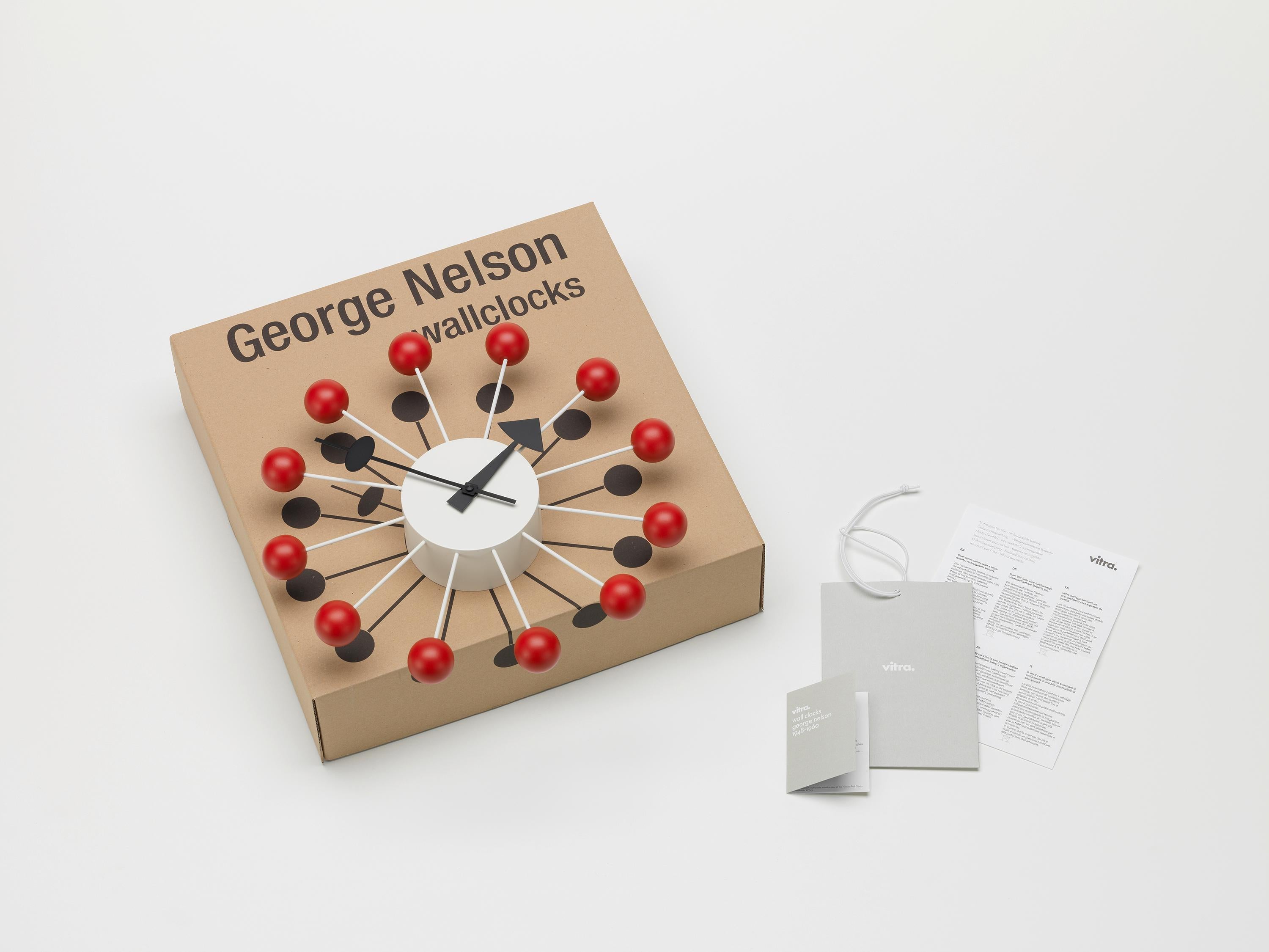Vitra Ball Clock in Red by George Nelson In New Condition For Sale In New York, NY