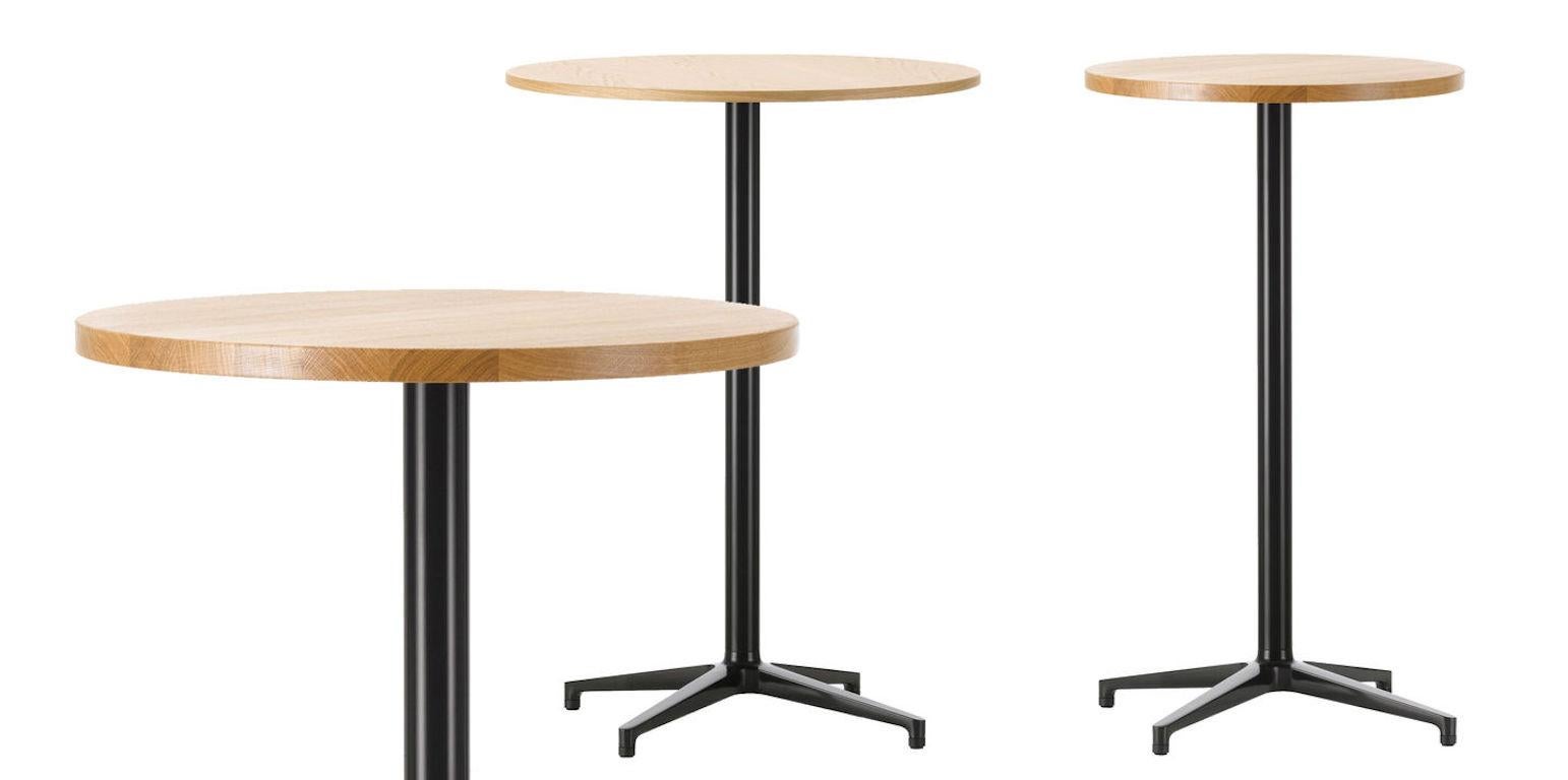 These products are only available in the United States.

The Bistro tables were conceived in connection with the soft-shell chair and reiterate the shape of its elegant cruciform base. Due to its simple form, the table can be combined with a wide