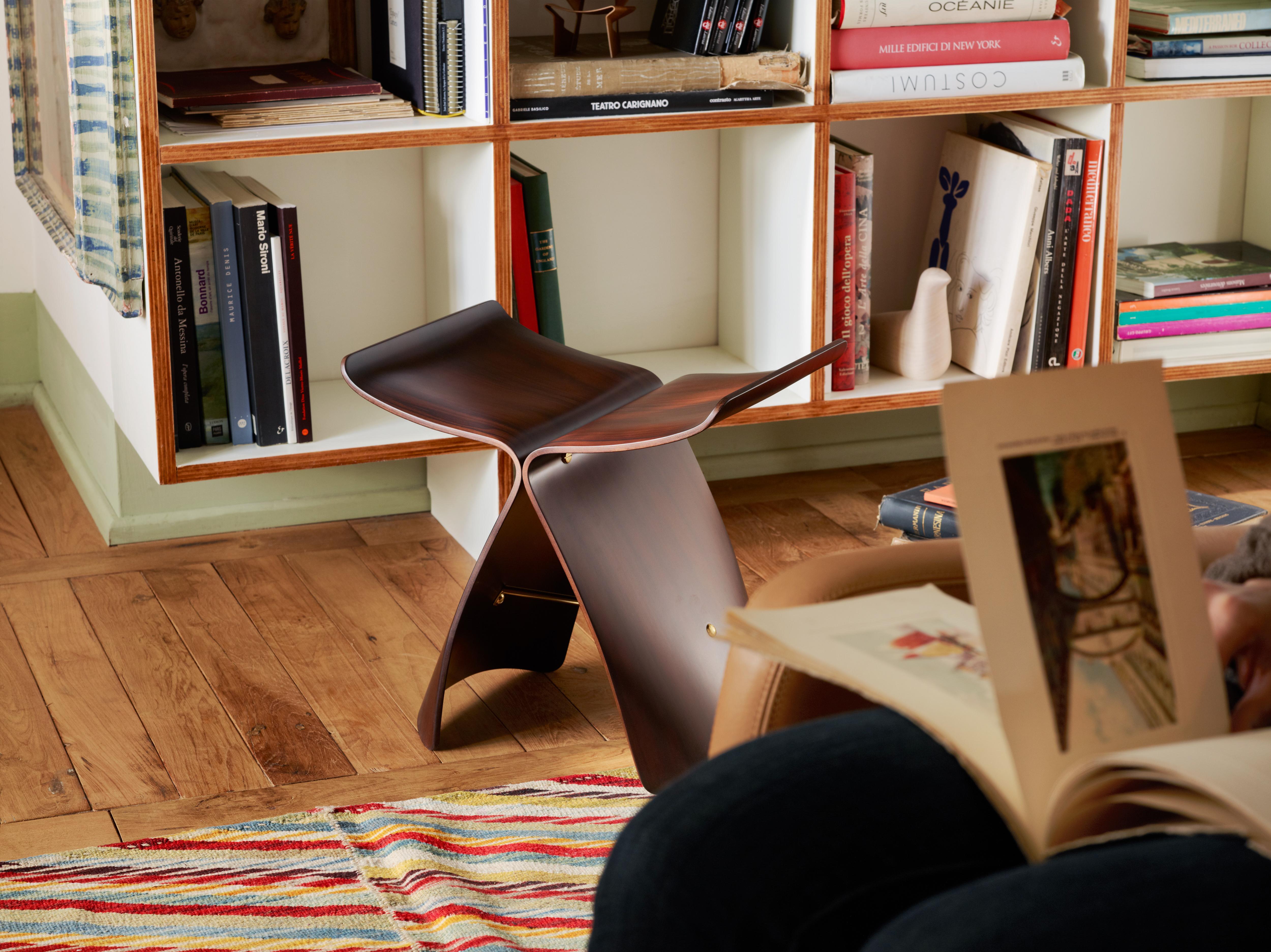 Molded Vitra Butterfly Stool in Rosewood by Sori Yanagi For Sale