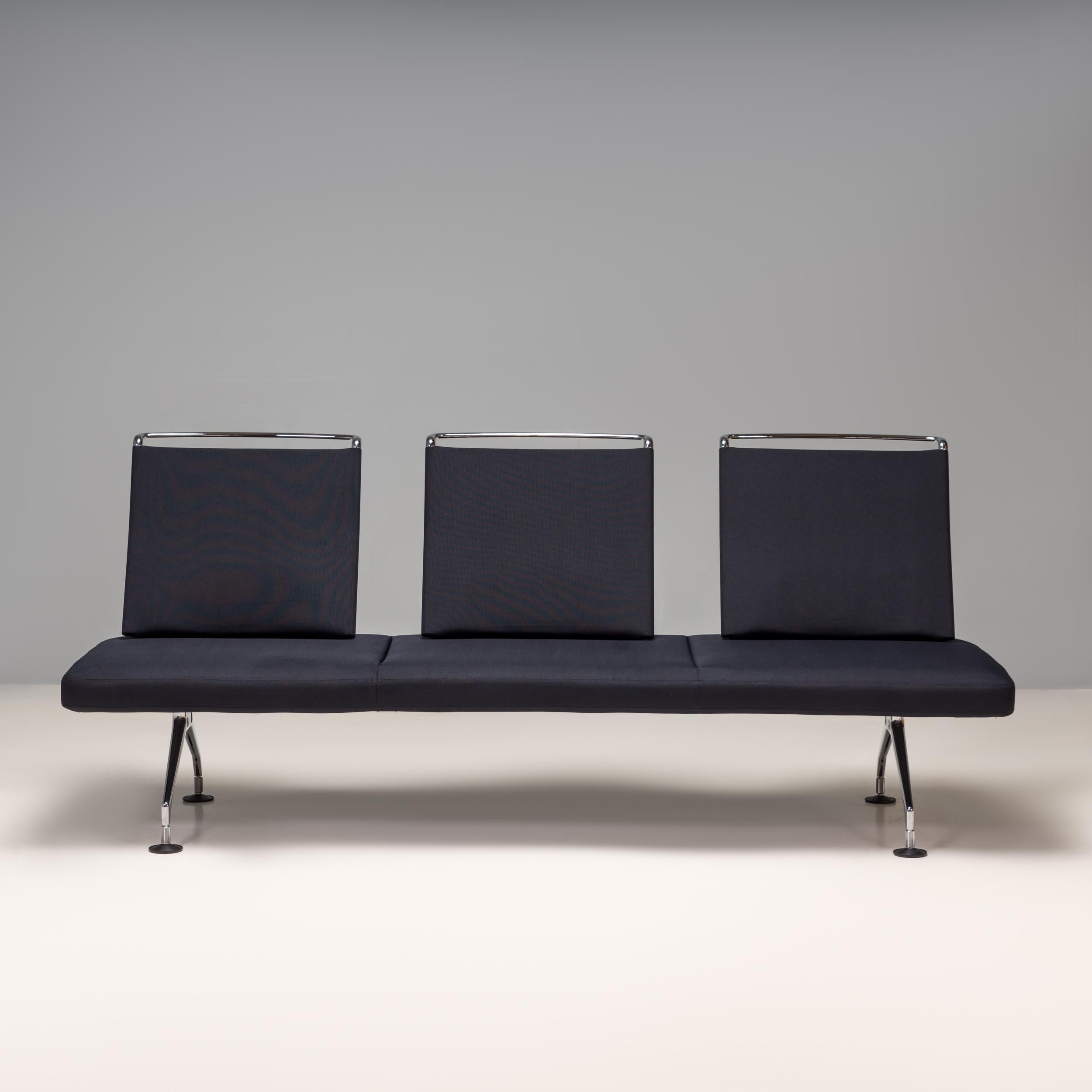 Post-Modern Vitra by Antonio Citterio Area Black Fabric Three-Seater Sofa, 2003