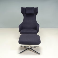 Vitra by Antonio Citterio Navy Fabric Grand Repos & Ottoman
