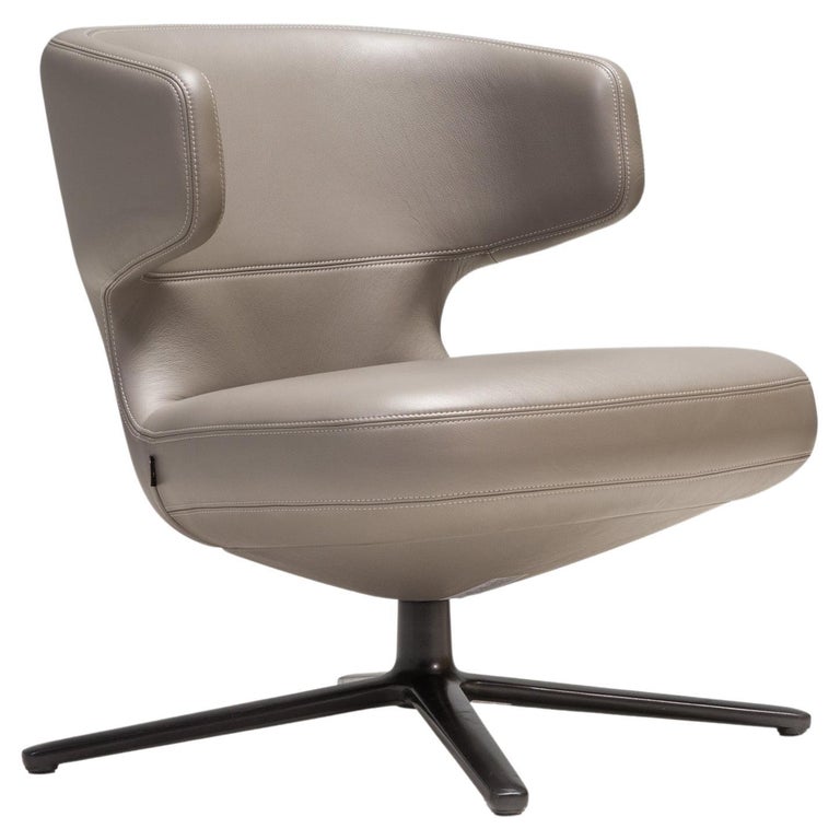 Vitra by Antonio Citterio Petit Repos Leather Grey Swivel Armchair For