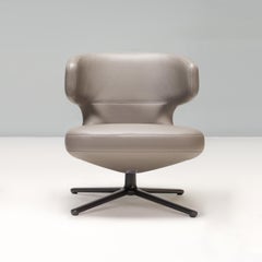 Vitra by Antonio Citterio Petit Repos Leather Grey Swivel Armchair