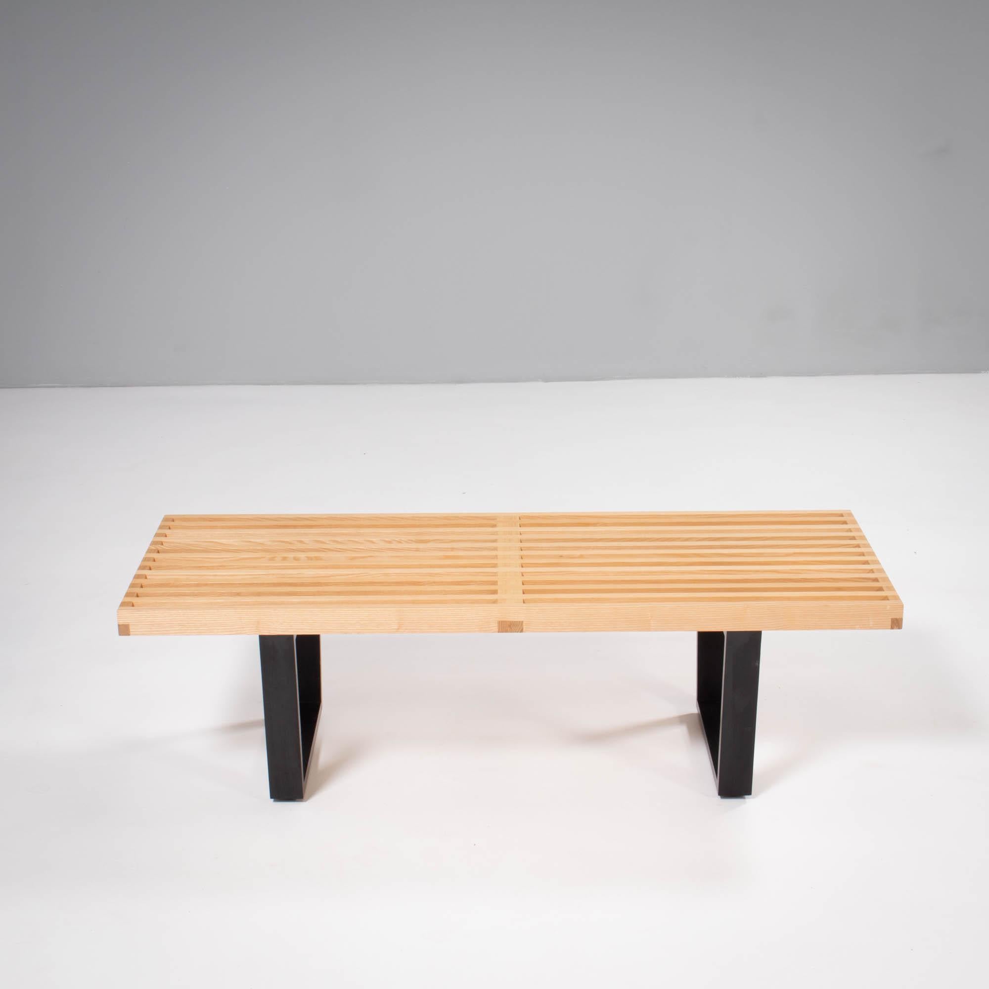 Originally designed by George Nelson in 1946, the Nelson Bench is a fantastic example of modern design.

Reflecting Nelson’s architectural background, the bench combines the sleek lines of the slatted ash wood seat, with the black lacquered ash