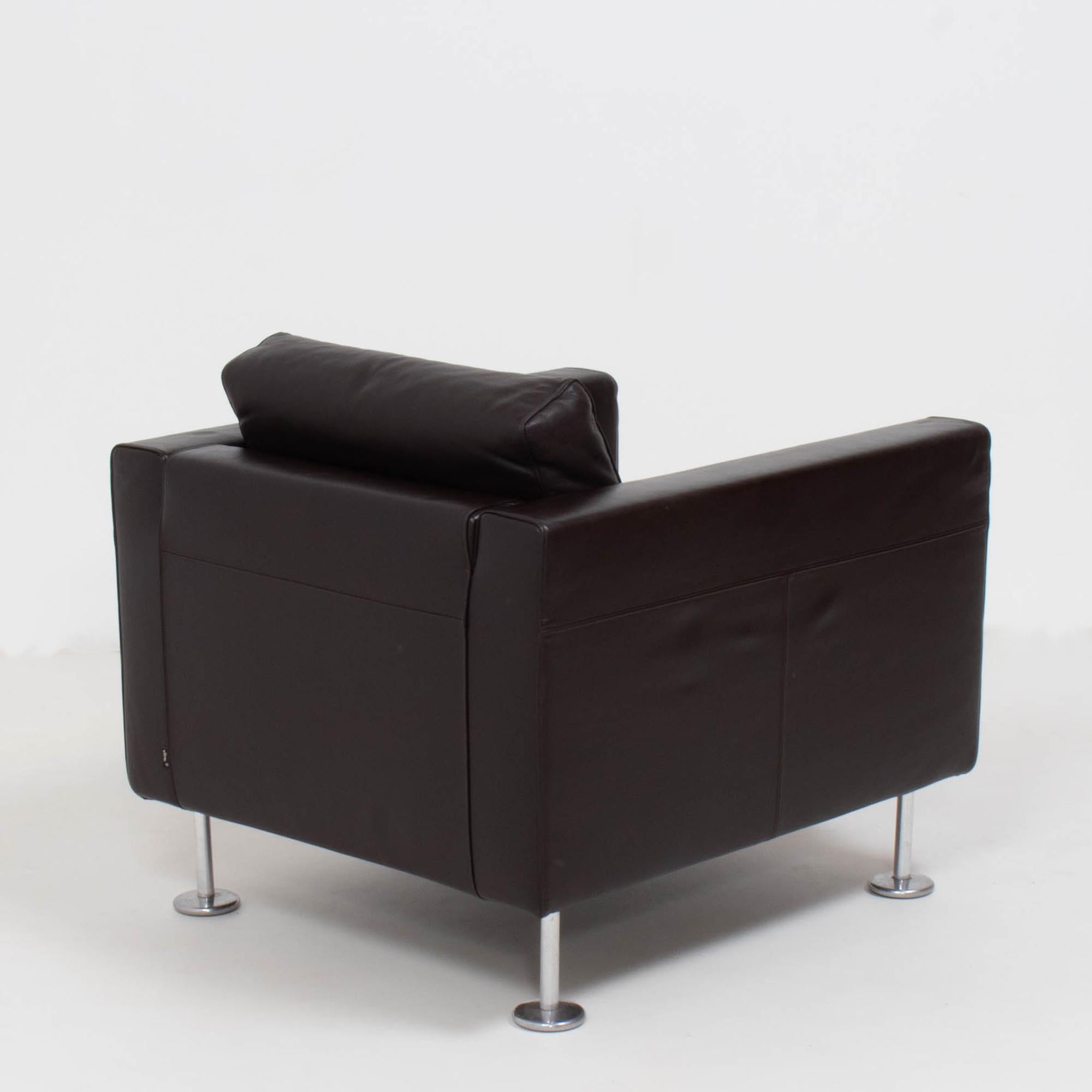 German Vitra by Jasper Morrison Park Brown Leather Armchairs For Sale