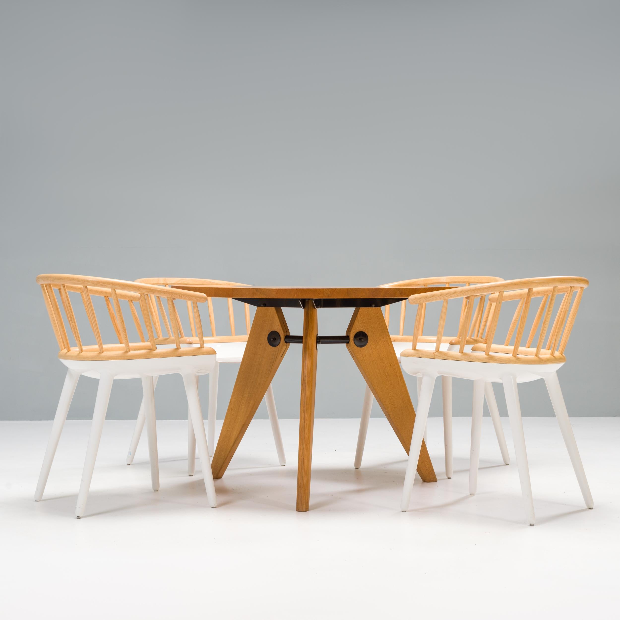 Vitra by Jean Prouvé Guéridon Oak Round Dining Table In Good Condition In London, GB