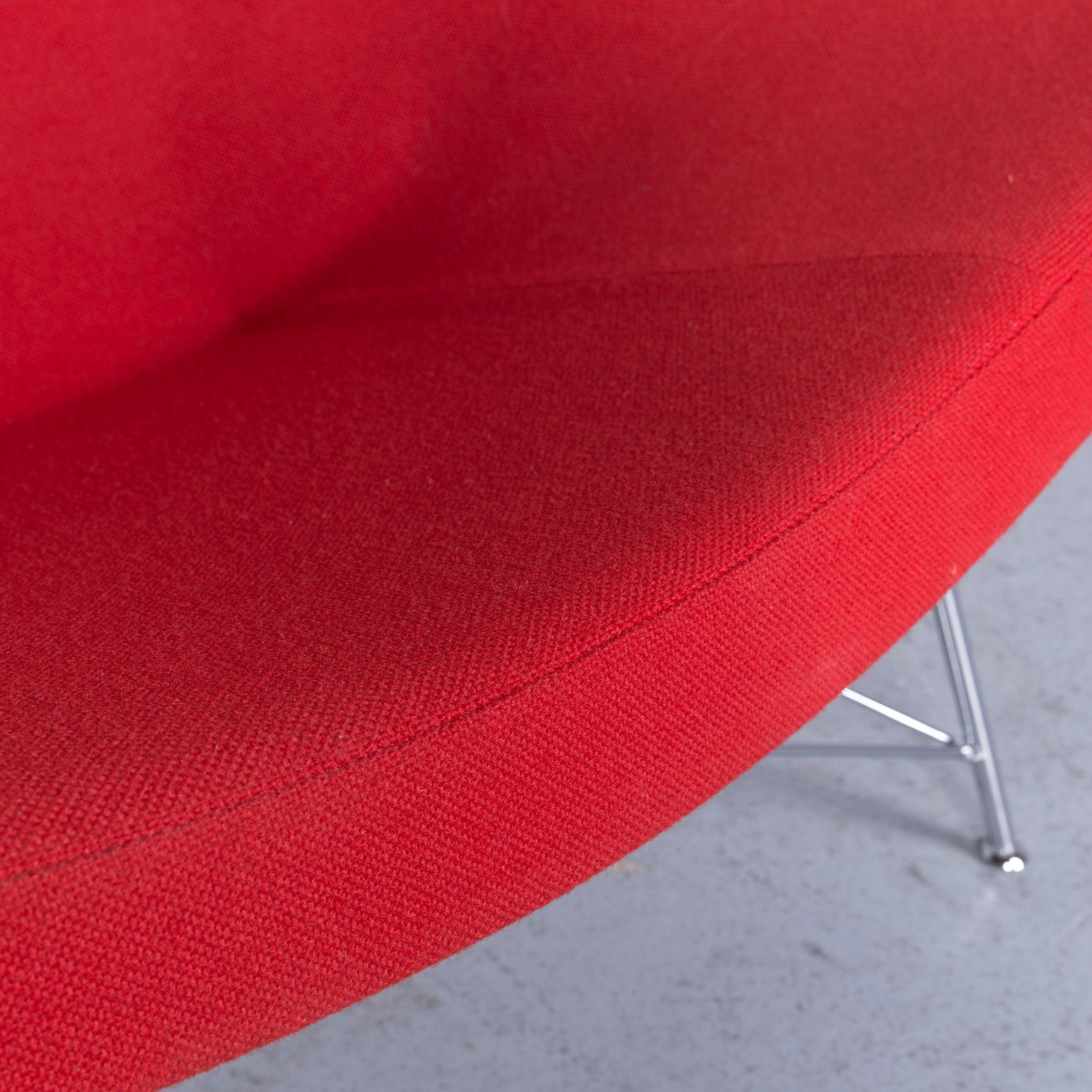 Swiss Vitra Coconut Chair Designer Fabric Chair Red Chrome